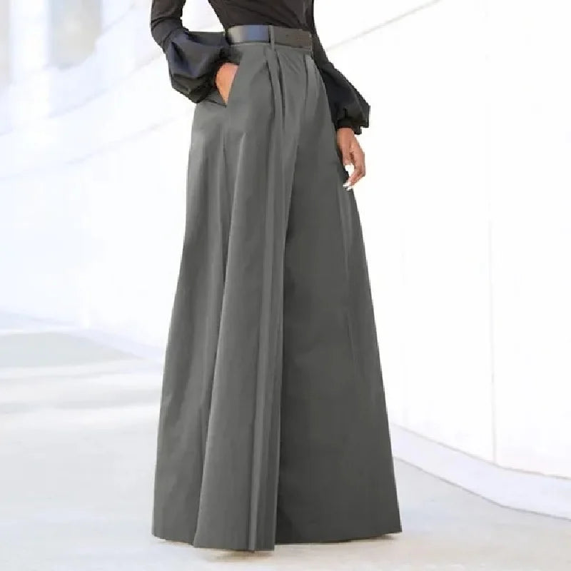 High-Waisted Pleated Wide-Leg Palazzo Pants