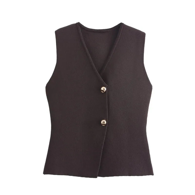 Fashionable Cardigan 2 buttons Vest Women's Sweater