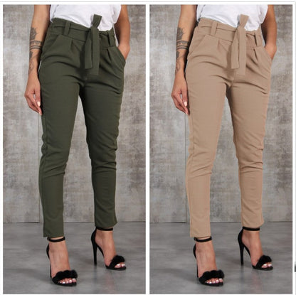 Fashionable Straight Leg  Waist-Cinched Pants for Women