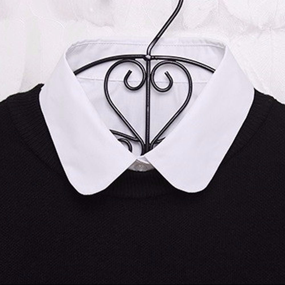 Solid Cotton Detachable Collar Blouse Top