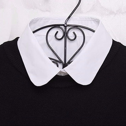 Solid Cotton Detachable Collar Blouse Top