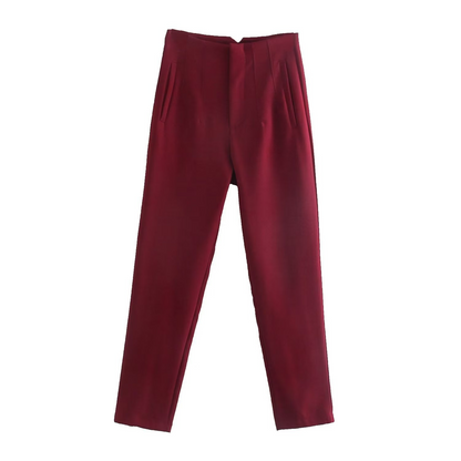 Basic Pleated Straight Leg Pants for Women