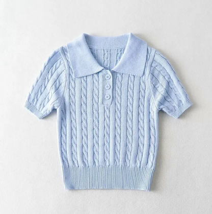 Retro Button Short Sleeve Top