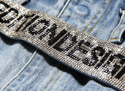 Wide High Waist Leg Jeans with Rhinestone Belt