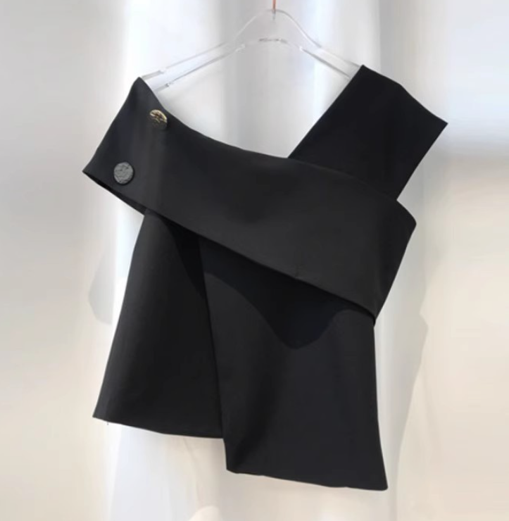 Asymmetrical One-Shoulder Short Sleeve Top for Women
