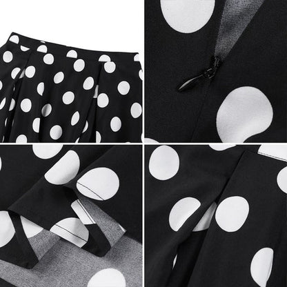 Retro Dots Women's Large Swing Skirt Dress