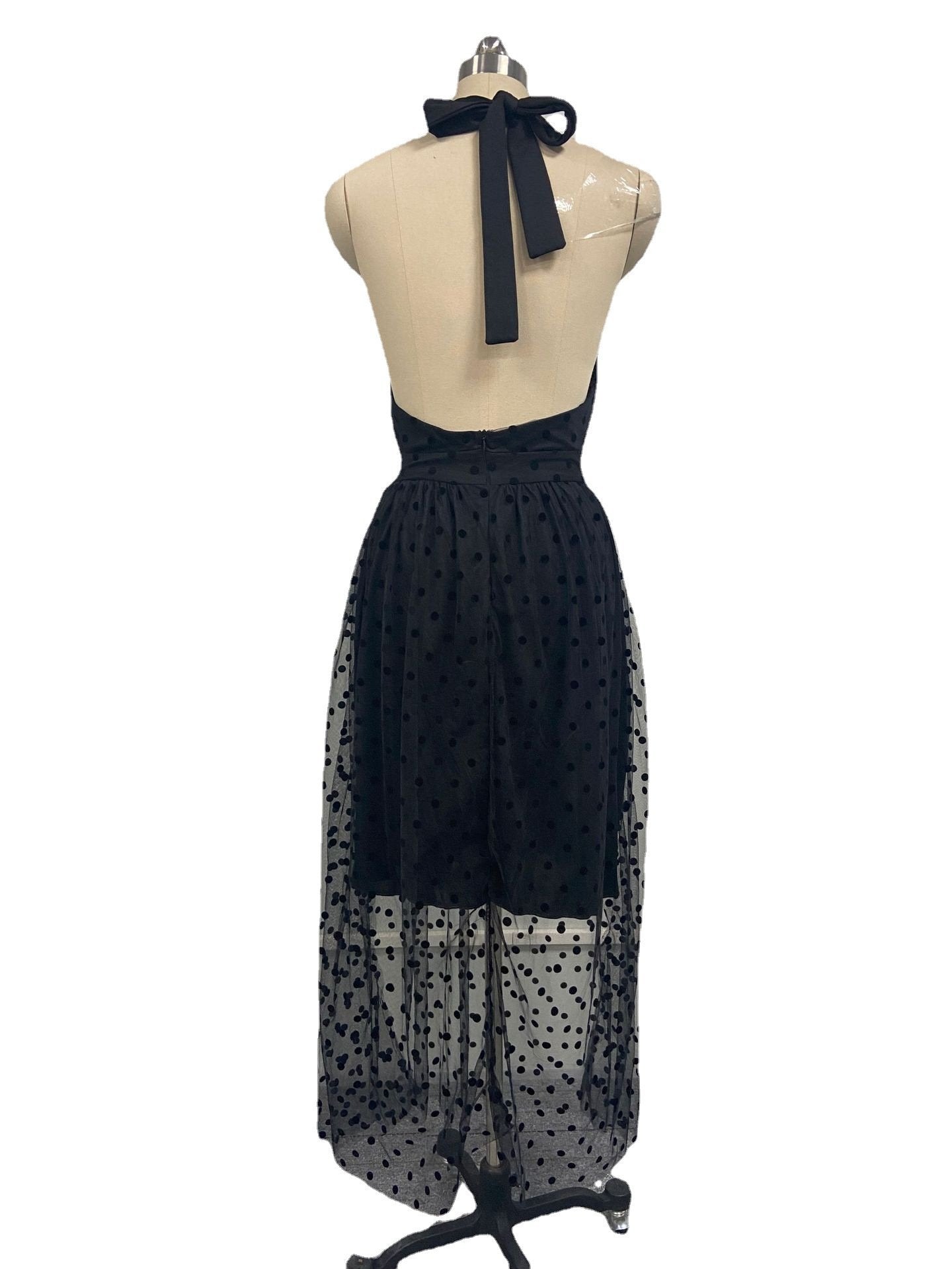 Sheer Black Polka Dot Swing Dress for Women