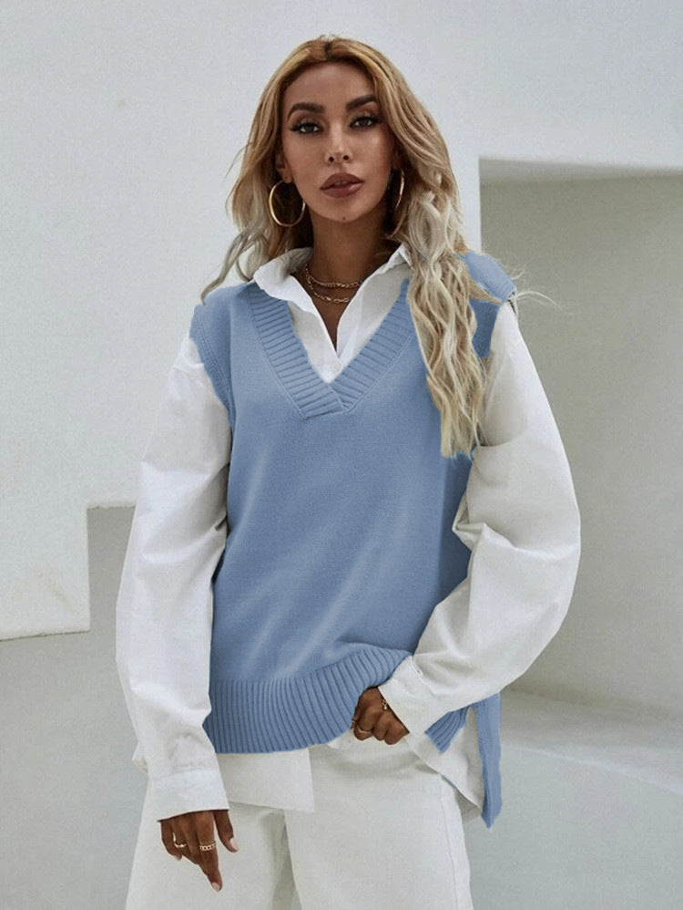 Women's Slim Fit V-Neck sleeveless  Sweater