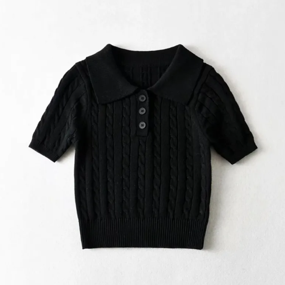 Retro Button Short Sleeve Top