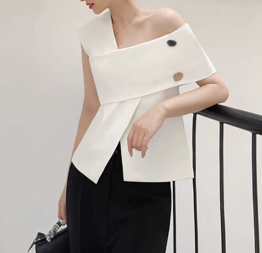 Asymmetrical One-Shoulder Short Sleeve Top for Women