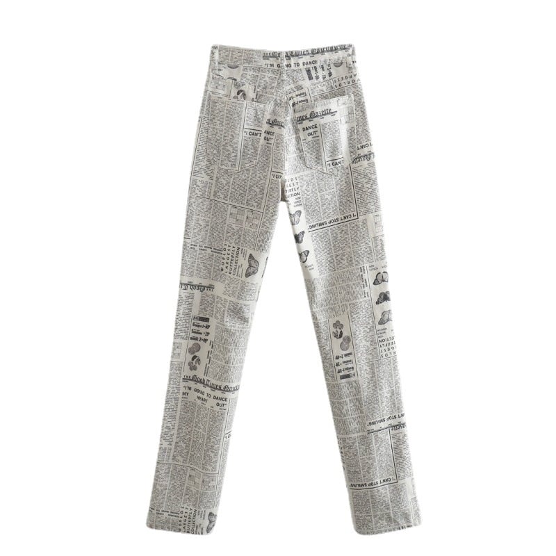 Print Patchwork Straight Pants for Women
