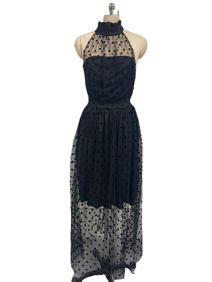 Sheer Black Polka Dot Swing Dress for Women