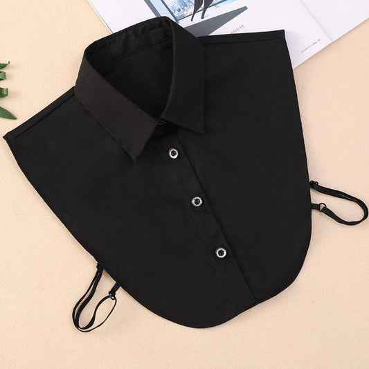 Solid Cotton Detachable Collar Blouse Top