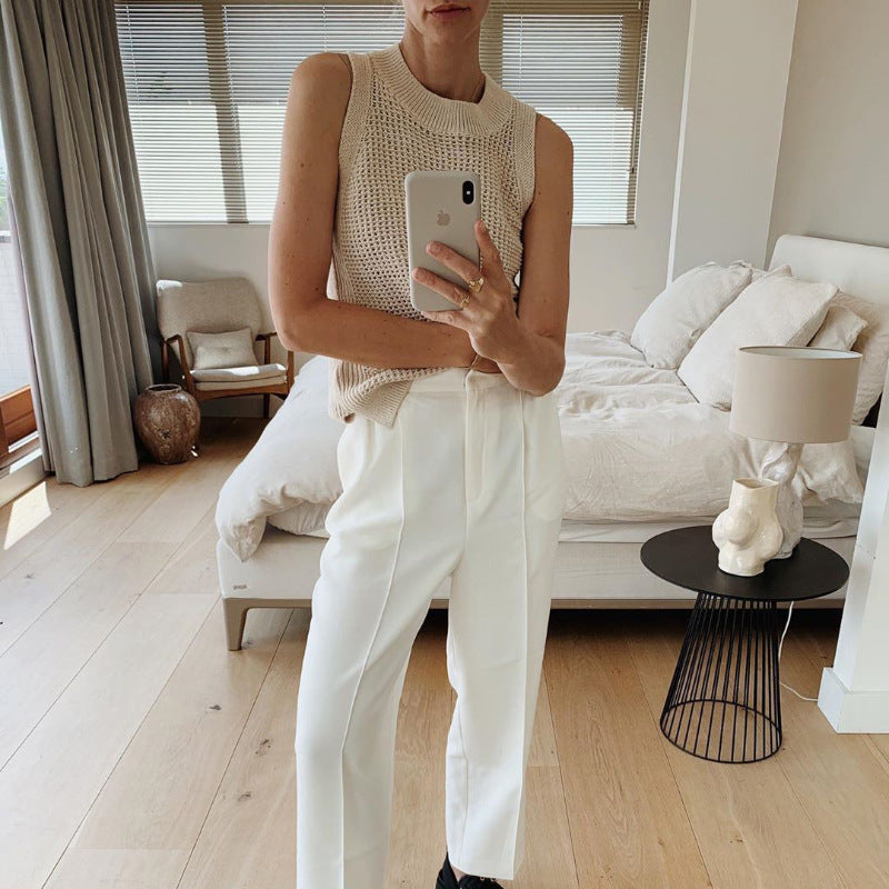 Summer Sleeveless Ice Silk Lace Tank Top for Women