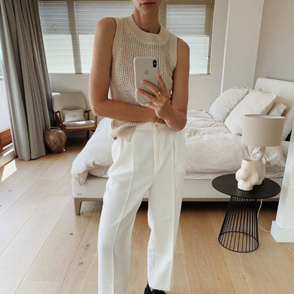 Summer Sleeveless Ice Silk Lace Tank Top for Women