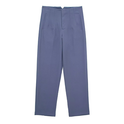 Basic Pleated Straight Leg Pants for Women