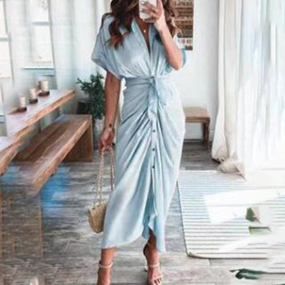 Short Sleeve ruffle  Maxi Dress for Women