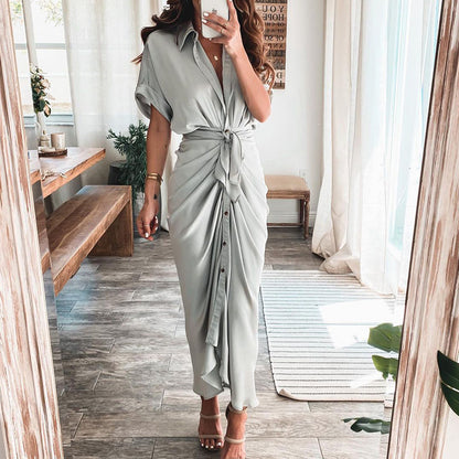 Short Sleeve ruffle  Maxi Dress for Women