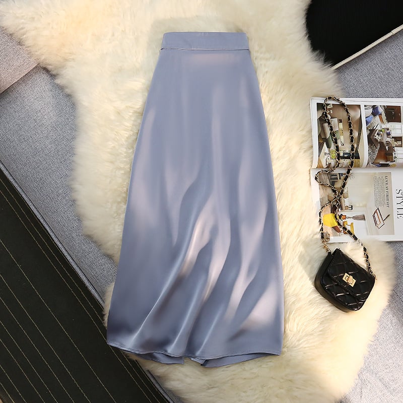 Acetate A-line Satin Skirt