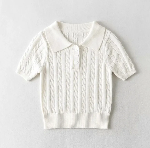 Retro Button Short Sleeve Top