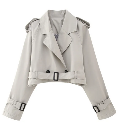 Long Sleeves Short Trench Coat with belt