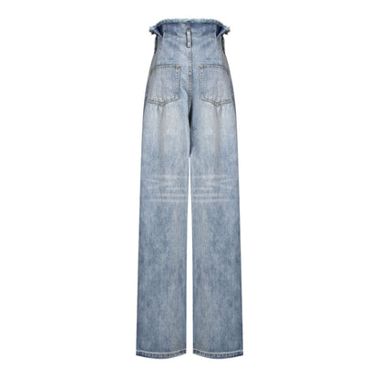 Wide High Waist Leg Jeans with Rhinestone Belt