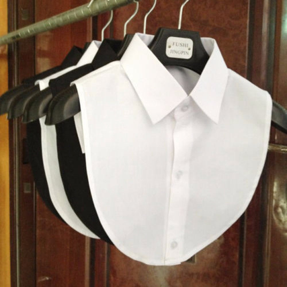 Solid Cotton Detachable Collar Blouse Top