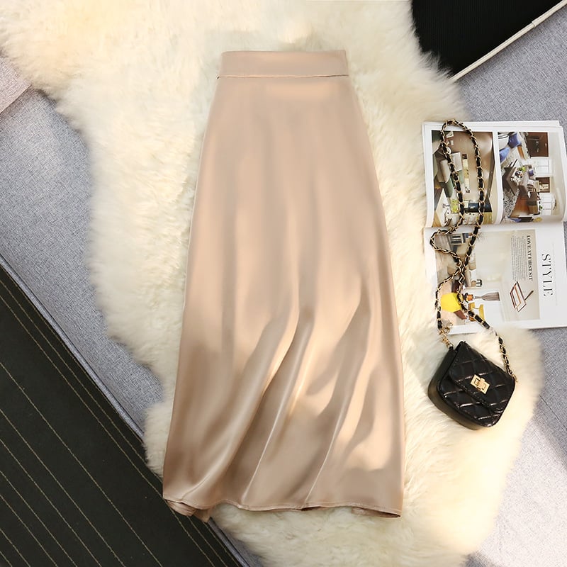 Acetate A-line Satin Skirt
