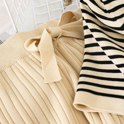 Chic Loose Short Sleeve Knit Top and Wide Leg Pants Set