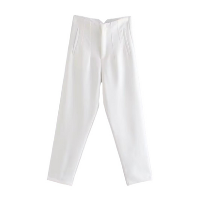 Basic Pleated Straight Leg Pants for Women