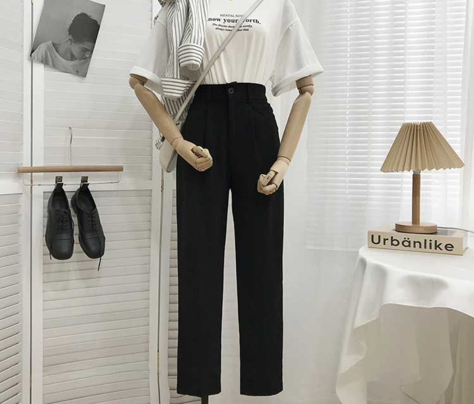 High Waist Loose Slim Cigarette Pants for Women