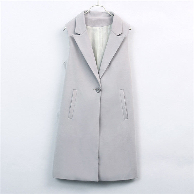 Mid-Length Suit Vest Jacket for Women with pockets