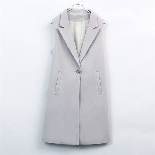 Mid-Length Suit Vest Jacket for Women with pockets