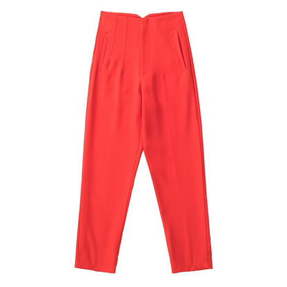 Basic Pleated Straight Leg Pants for Women