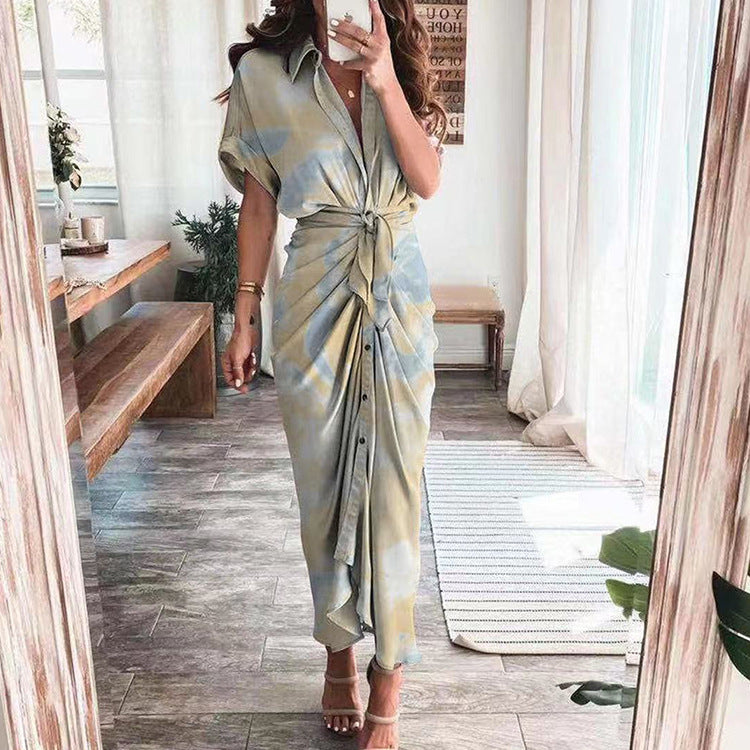 Short Sleeve ruffle  Maxi Dress for Women