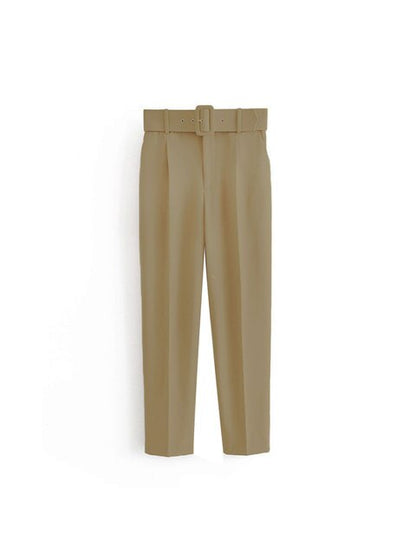 High Waist Slim Fit Suit Pants with Belt