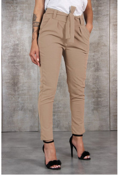 Fashionable Straight Leg  Waist-Cinched Pants for Women