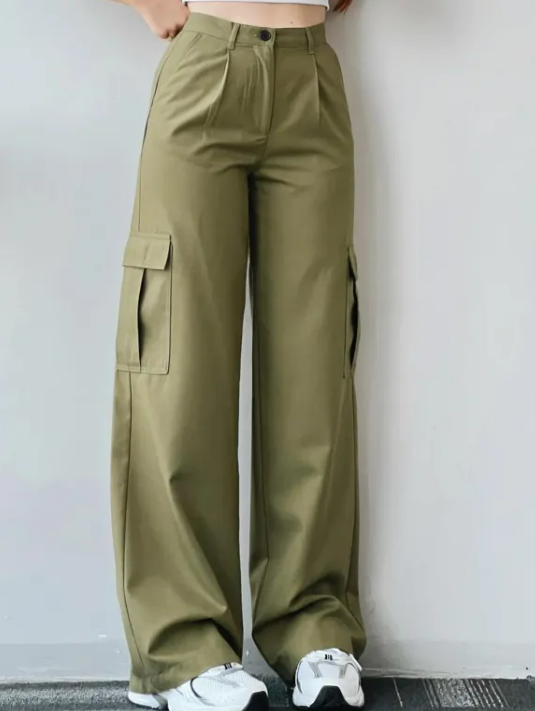 Big Pockets wide leg three-dimensional Jeans