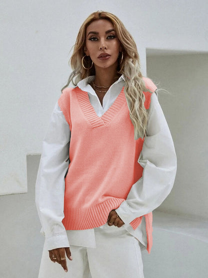 Women's Slim Fit V-Neck sleeveless  Sweater