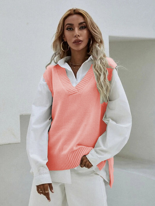 Women's Slim Fit V-Neck sleeveless  Sweater