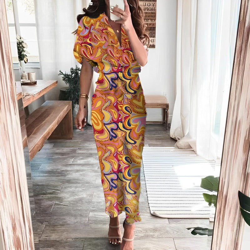 Short Sleeve ruffle  Maxi Dress for Women