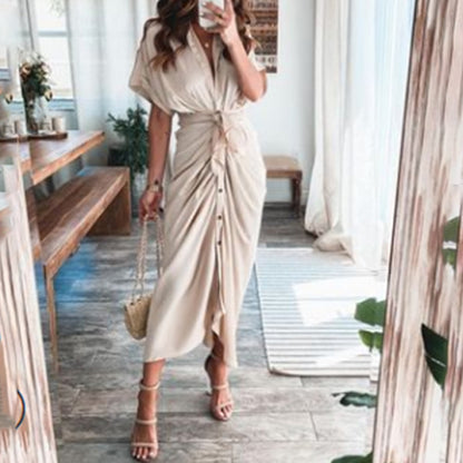 Short Sleeve ruffle  Maxi Dress for Women