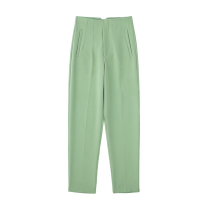 Basic Pleated Straight Leg Pants for Women