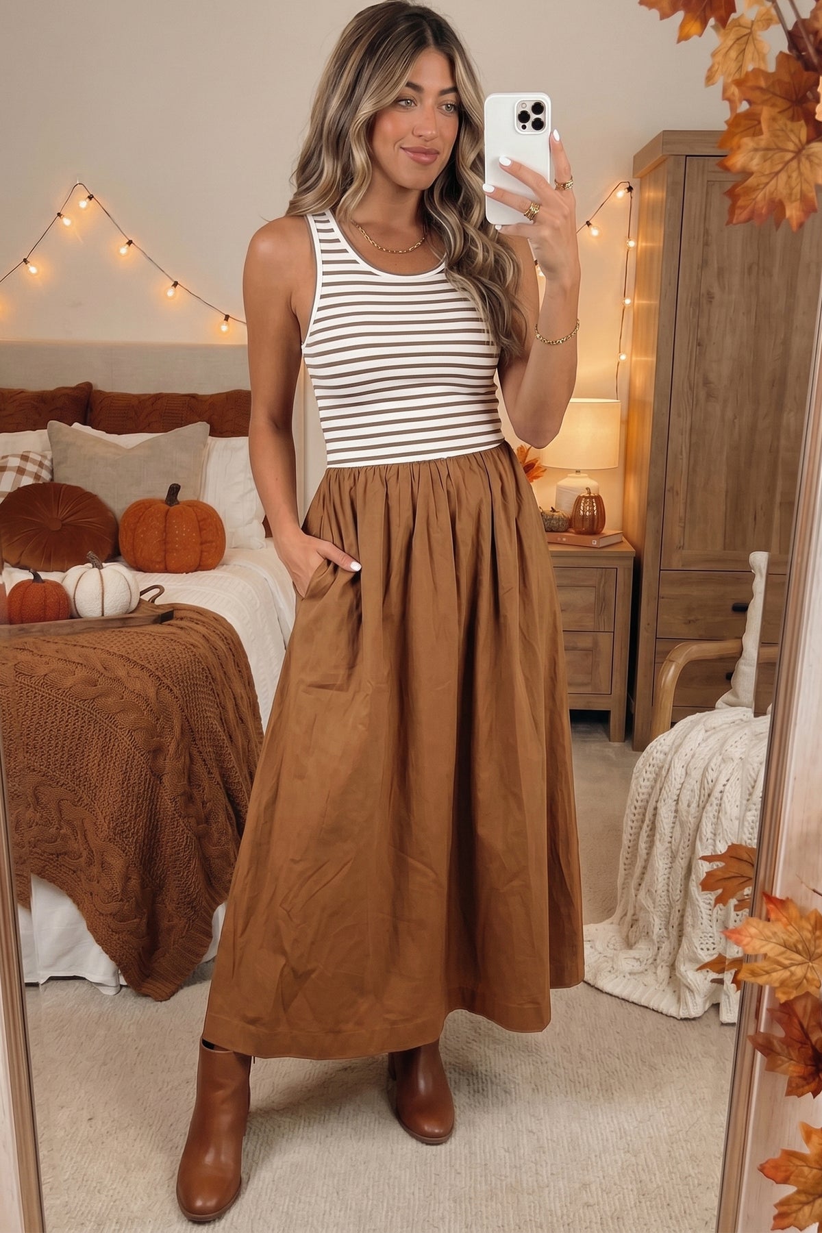 Striped Colorblock Sleeveless Maxi Dress