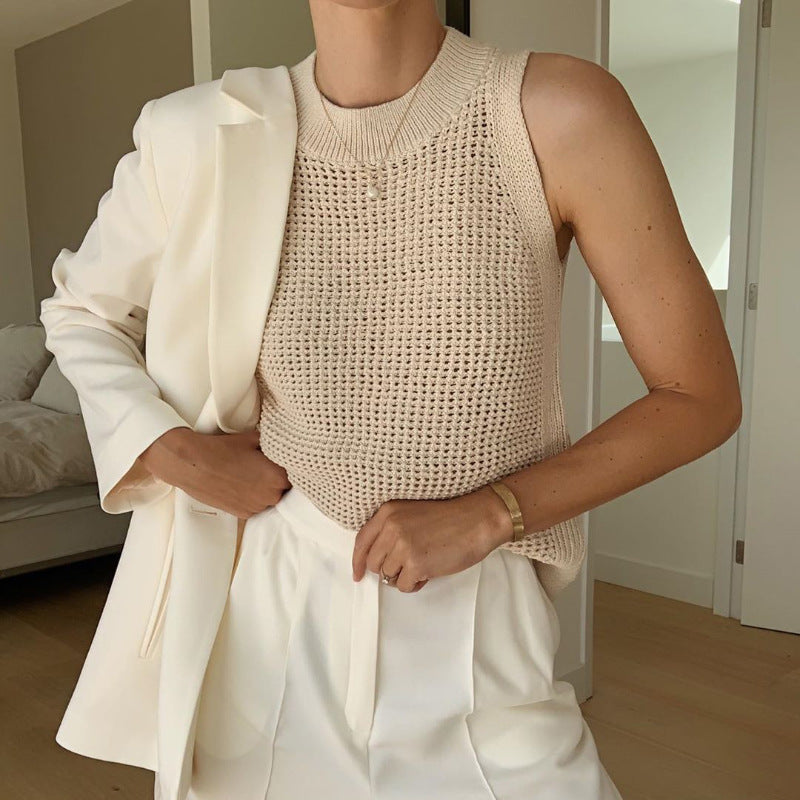 Summer Sleeveless Ice Silk Lace Tank Top for Women