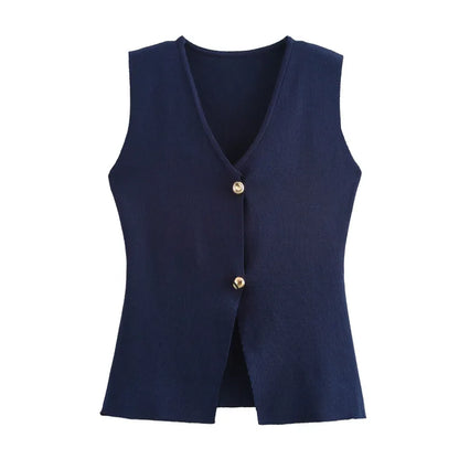 Fashionable Cardigan 2 buttons Vest Women's Sweater