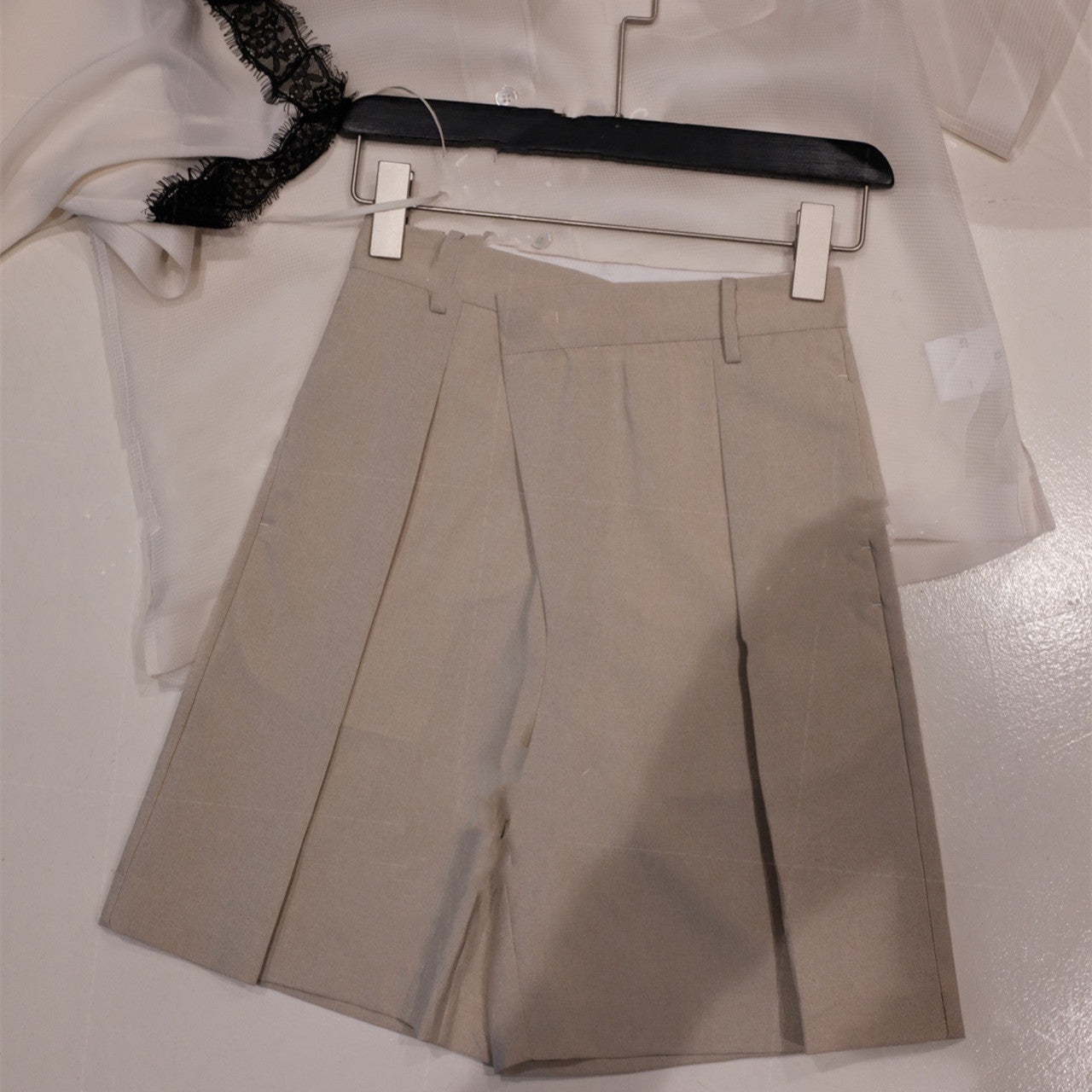 Diagonal Placket Bermuda Shorts Suit for Men
