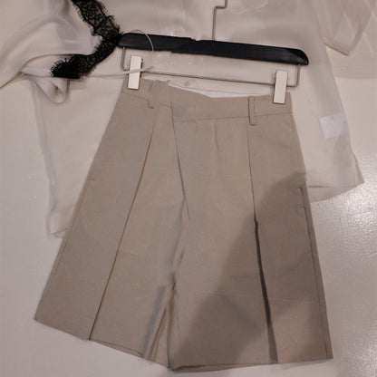 Diagonal Placket Bermuda Shorts Suit for Men