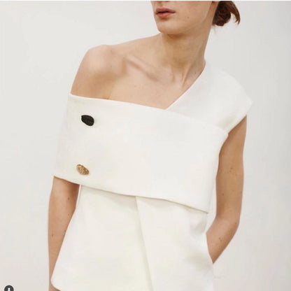 Asymmetrical One-Shoulder Short Sleeve Top for Women