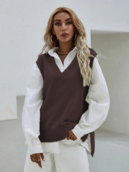 Women's Slim Fit V-Neck sleeveless  Sweater